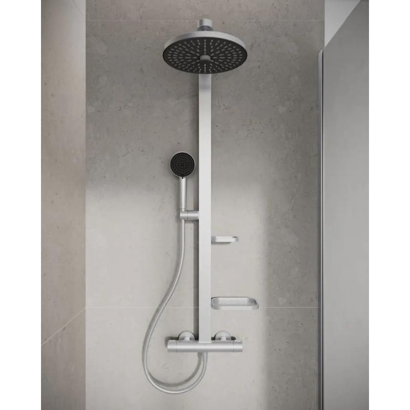 Coloană de duș Ideal Standard Ceratherm Alu+, termostatată, 2 jeturi, silver